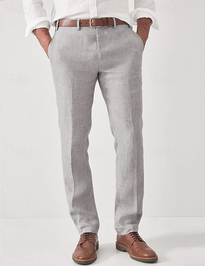 Leo | Herenpantalon met riemlussen en persvouwe