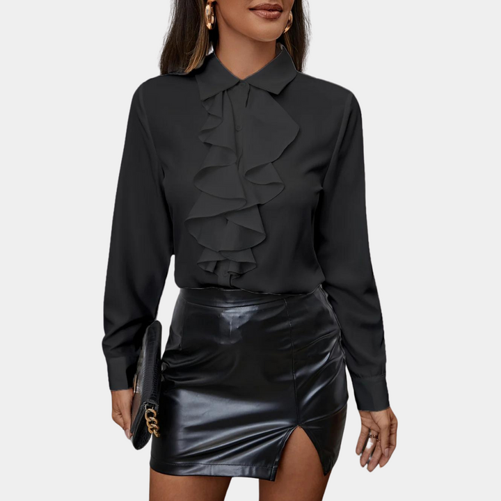 Kimberly | Damesblouse met ruches en knoopsluiting