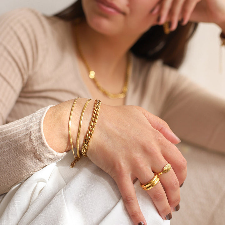 Ruth | Dames armband met dubbele en gevlochten schakel
