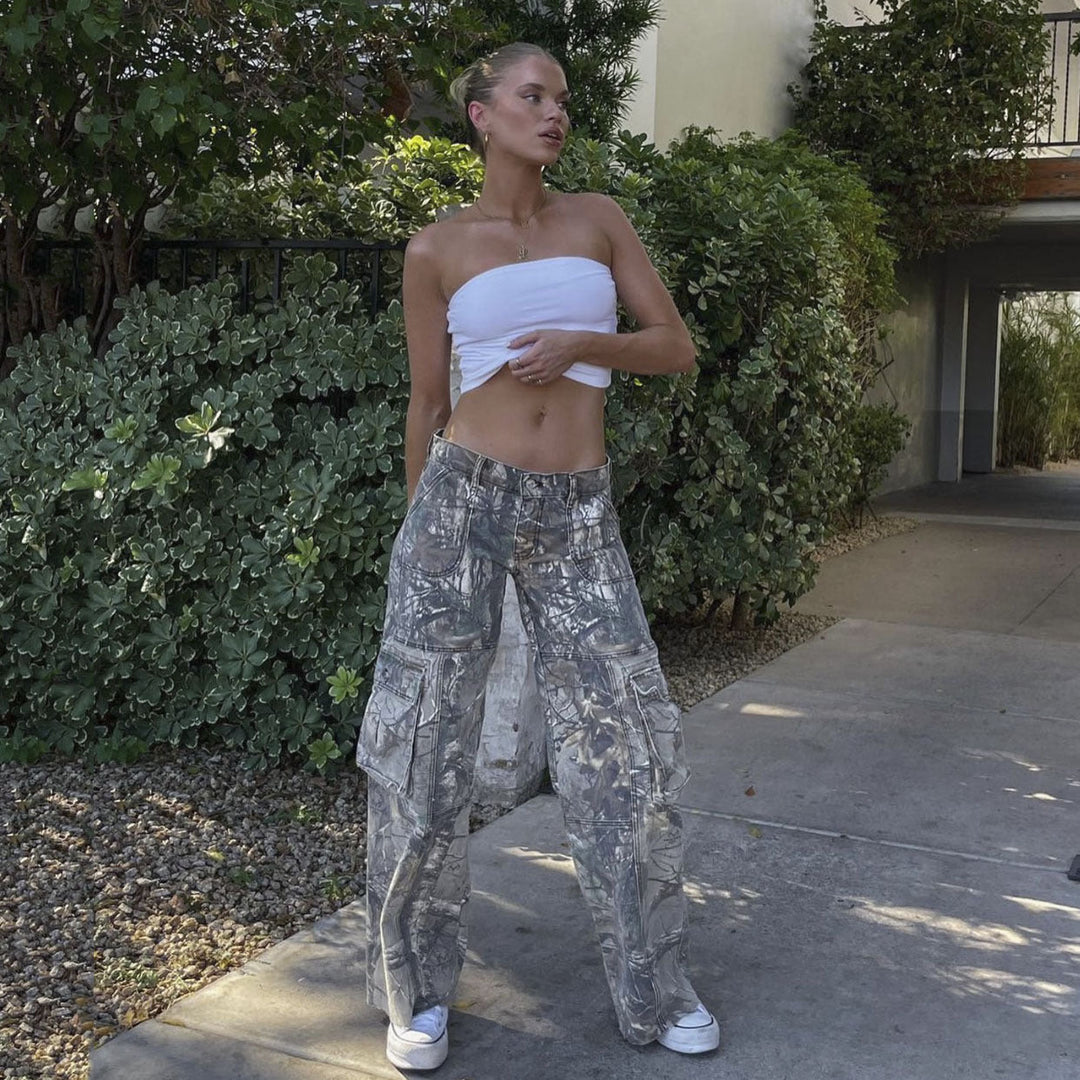 Fallon | Dames cargo broek met camouflage print