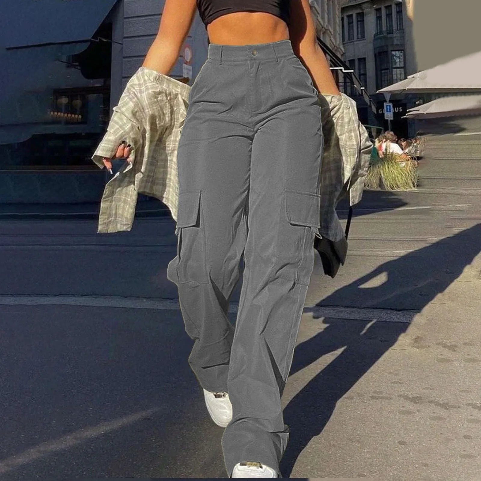 Carly | Hoge Taille Cargo Broek - Casual Comfort met Functionele Zakken