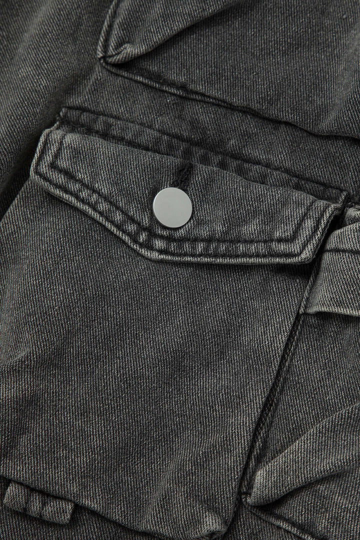 Veda | Dames jeans met cargozakken wijde pijpen