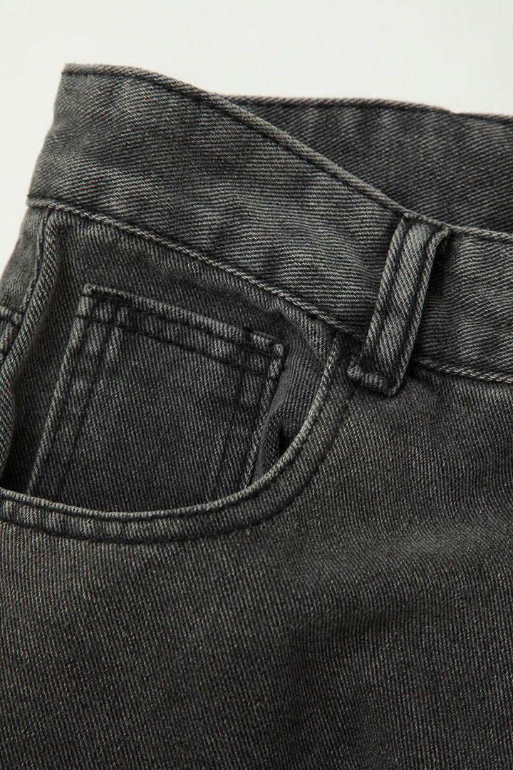 Veda | Dames jeans met cargozakken wijde pijpen