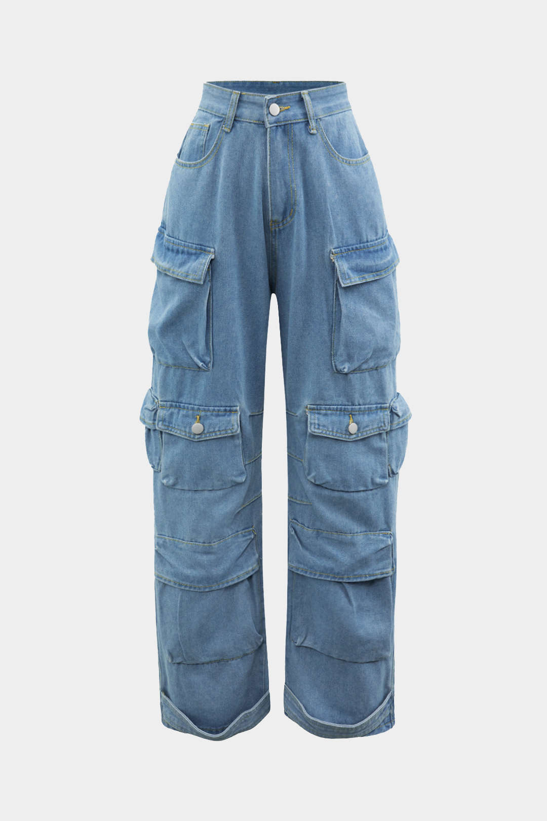 Cargo | Stijlvolle Spijkerbroek Dames - Wijde Pijpen met Zakken, Casual, Loose Fit