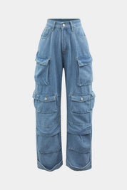 Cargo | Stijlvolle Spijkerbroek Dames - Wijde Pijpen met Zakken, Casual, Loose Fit