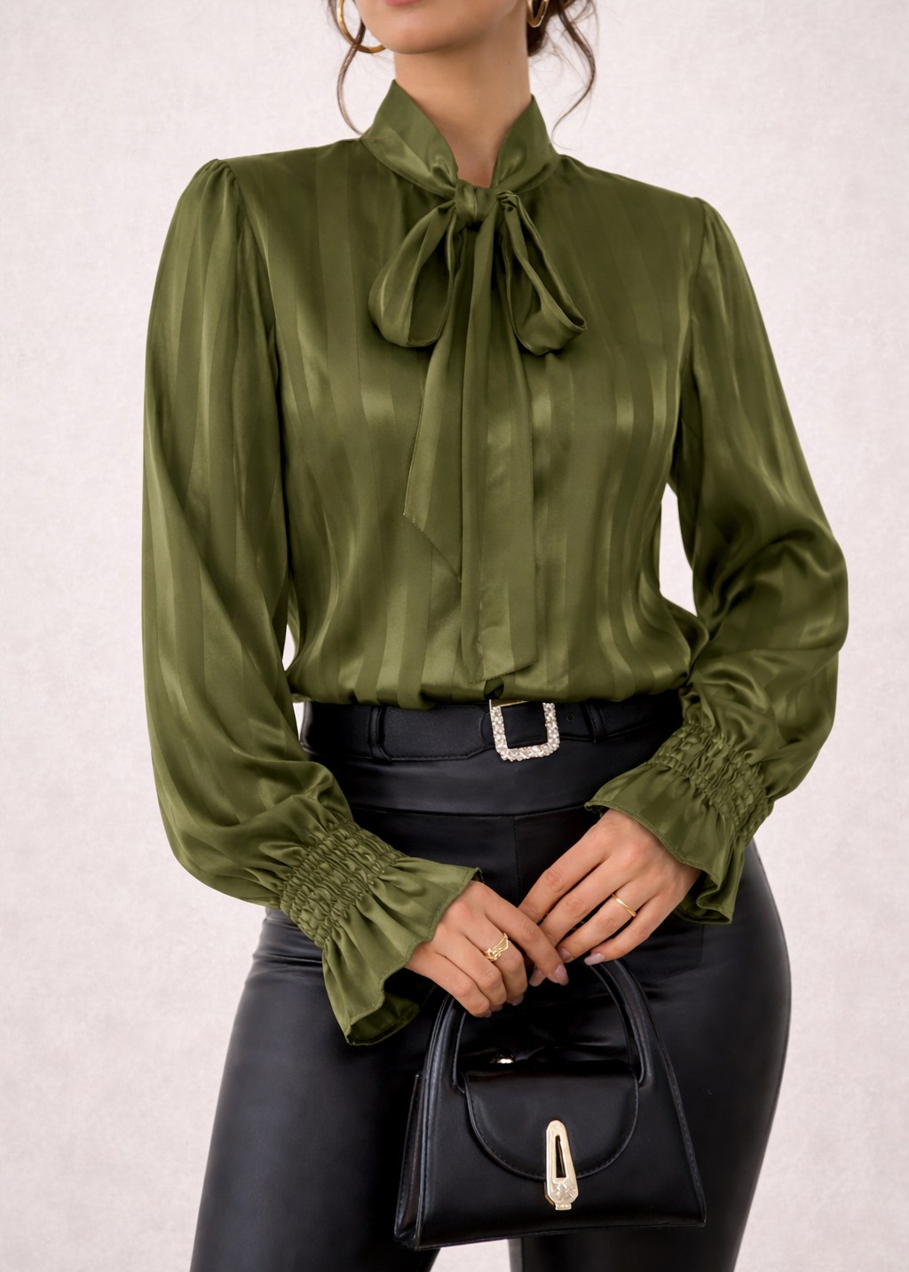Cisca | Gestreepte Blouse Dames - met Strik en Lange Mouwen