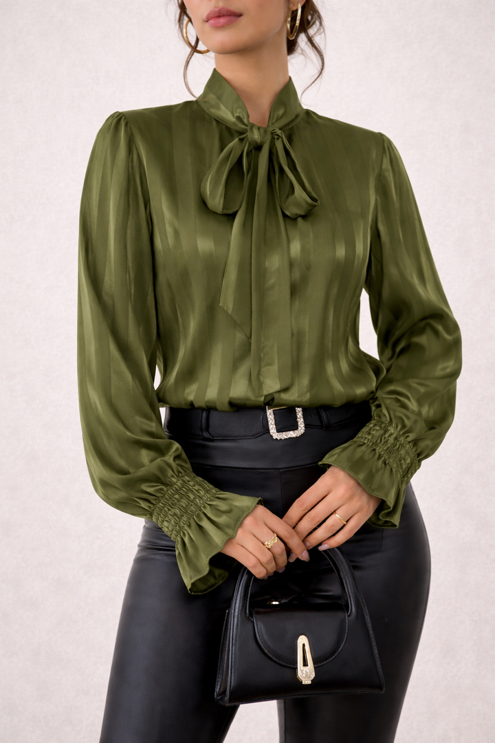 Elodie | Dames Blouse met Strik Kraag
