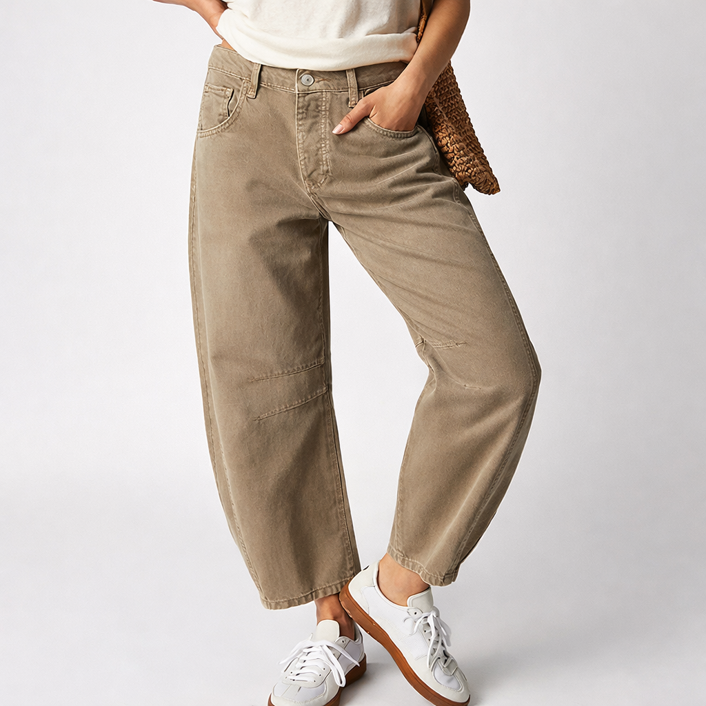 Elowen | Dames Broek met Wijde Pijpen Lage Taille