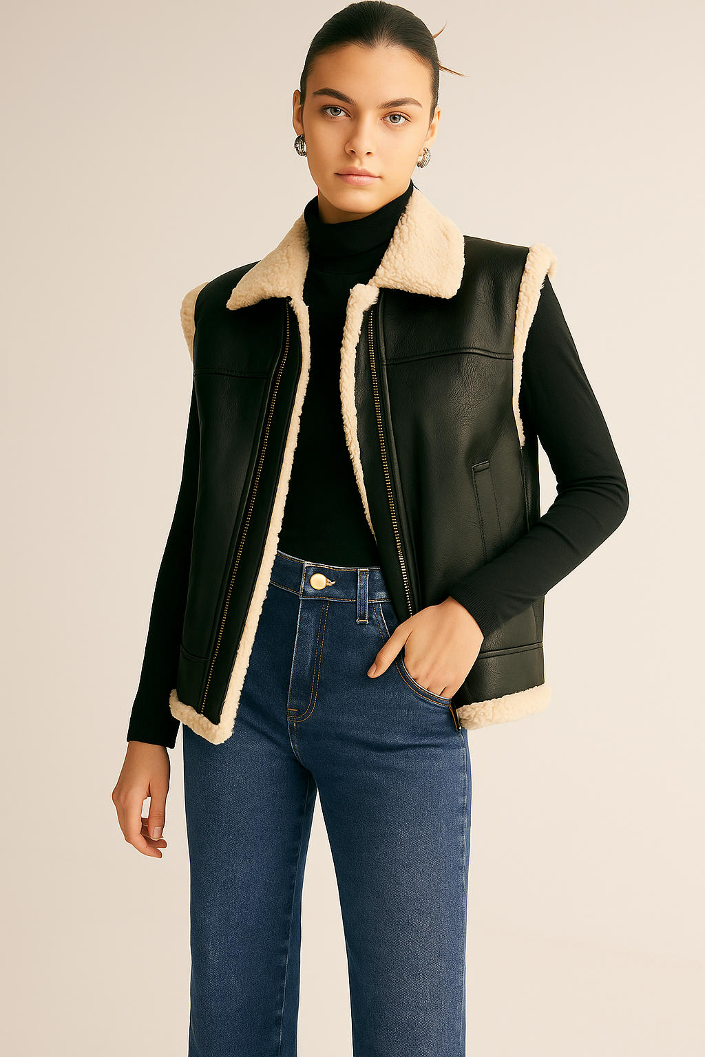Willa | Dames Gilet met Rits Hoge Kraag