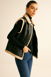 Vilita | Teddy Gevoerd Vest Dames - Faux Leren & Warm