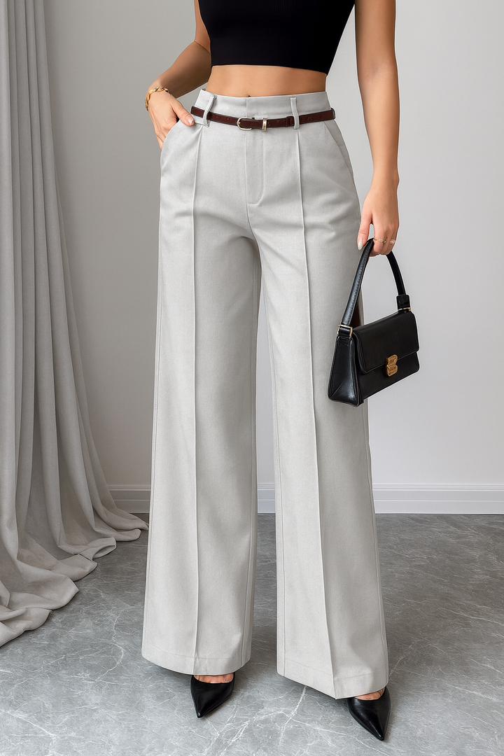 Azari | Dames Broek met Hoge Taille Rechte Pijpen