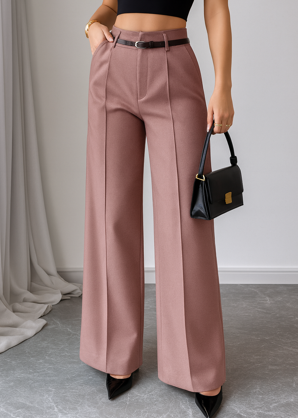 Jolan | High Waist Straight Leg Broek Dames – Regular Fit