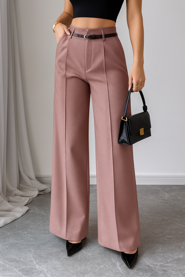 Azari | Dames Broek met Hoge Taille Rechte Pijpen