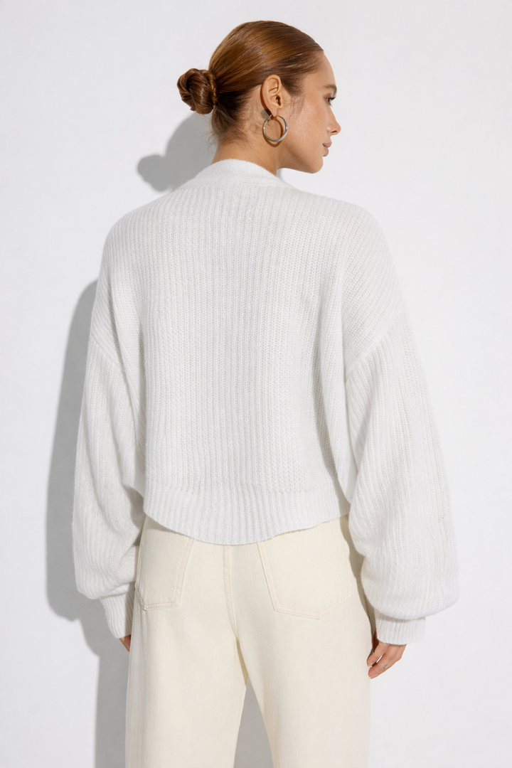 Rhea | Dames vest bovenkleding met pofmouwen open voorkant