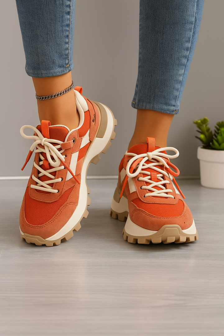 Romi | Dames sneakers met veters profielzool