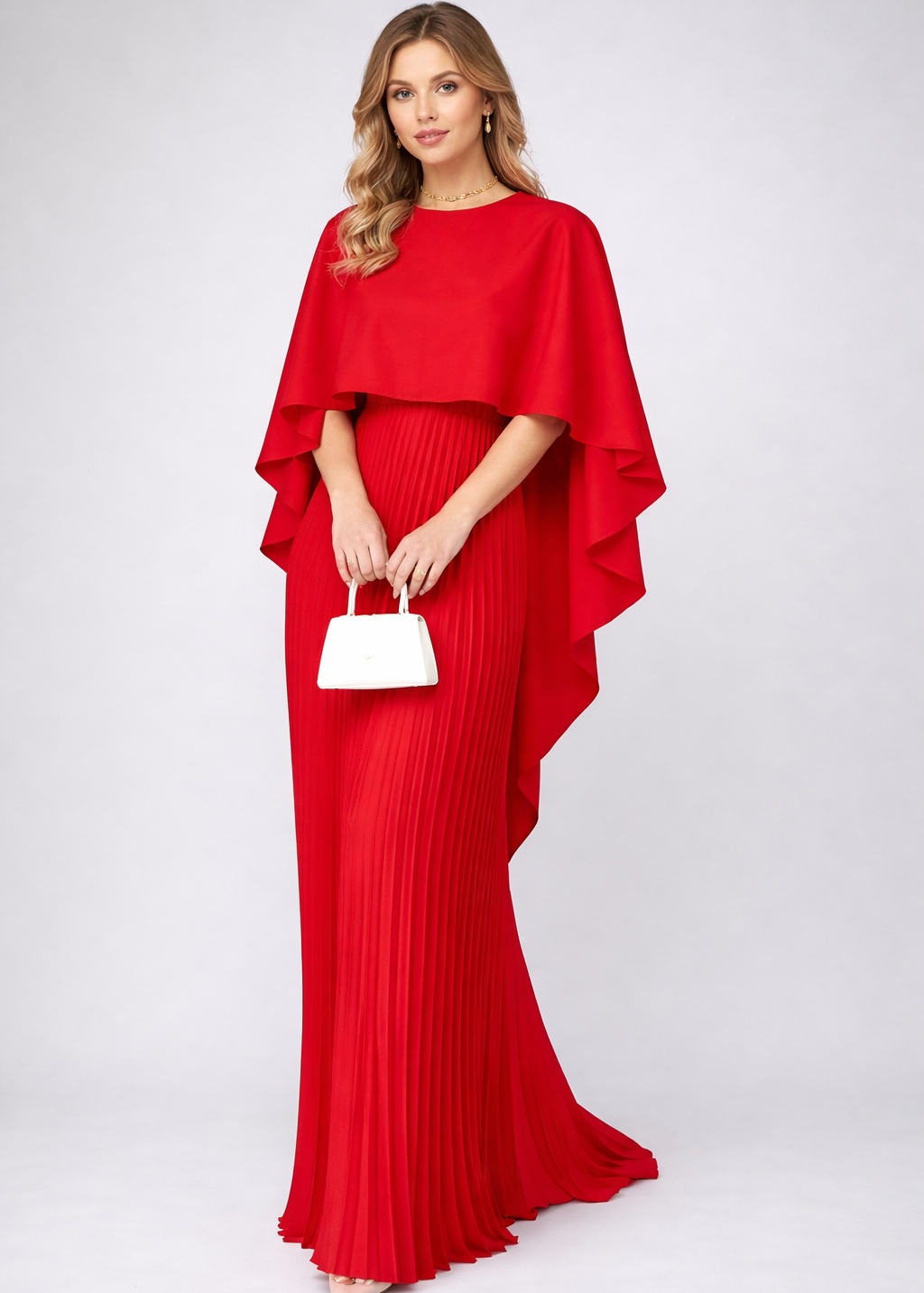 Daisy | Plissé Chiffon Maxi Jurk – Hoge Hals & Losse Pasvorm