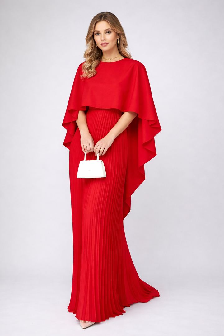Marina | Dames jurk met cape plissé
