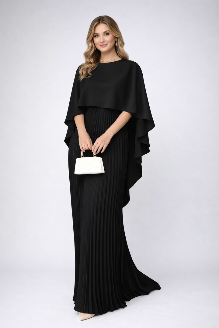 Marina | Dames jurk met cape plissé