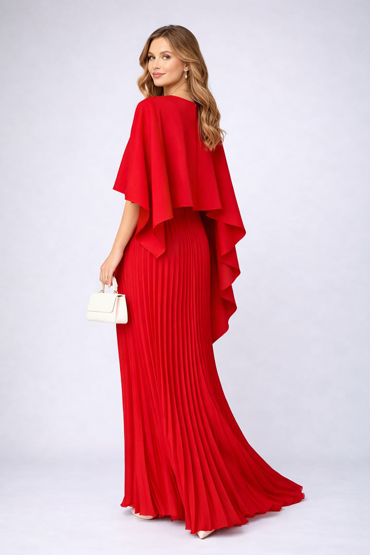Marina | Dames jurk met cape plissé