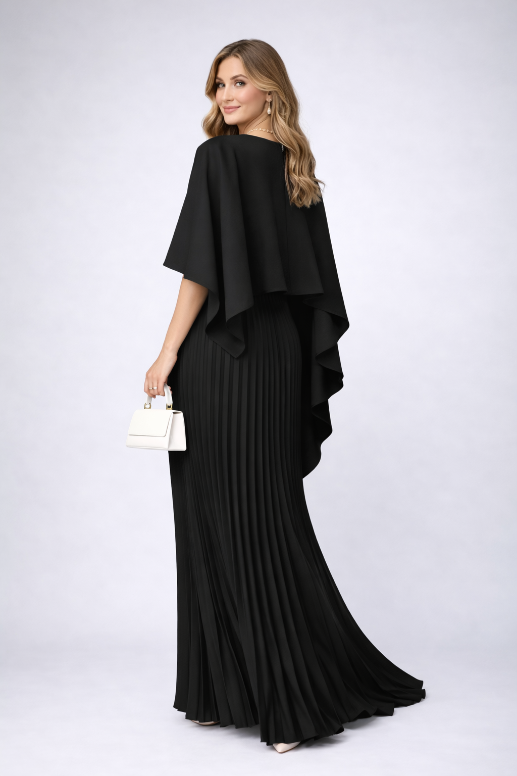 Marina | Dames jurk met cape plissé