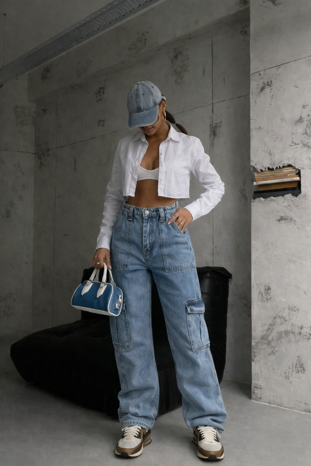 Janiyah | Dames cargo jeans met zakken – straight fit en low waist