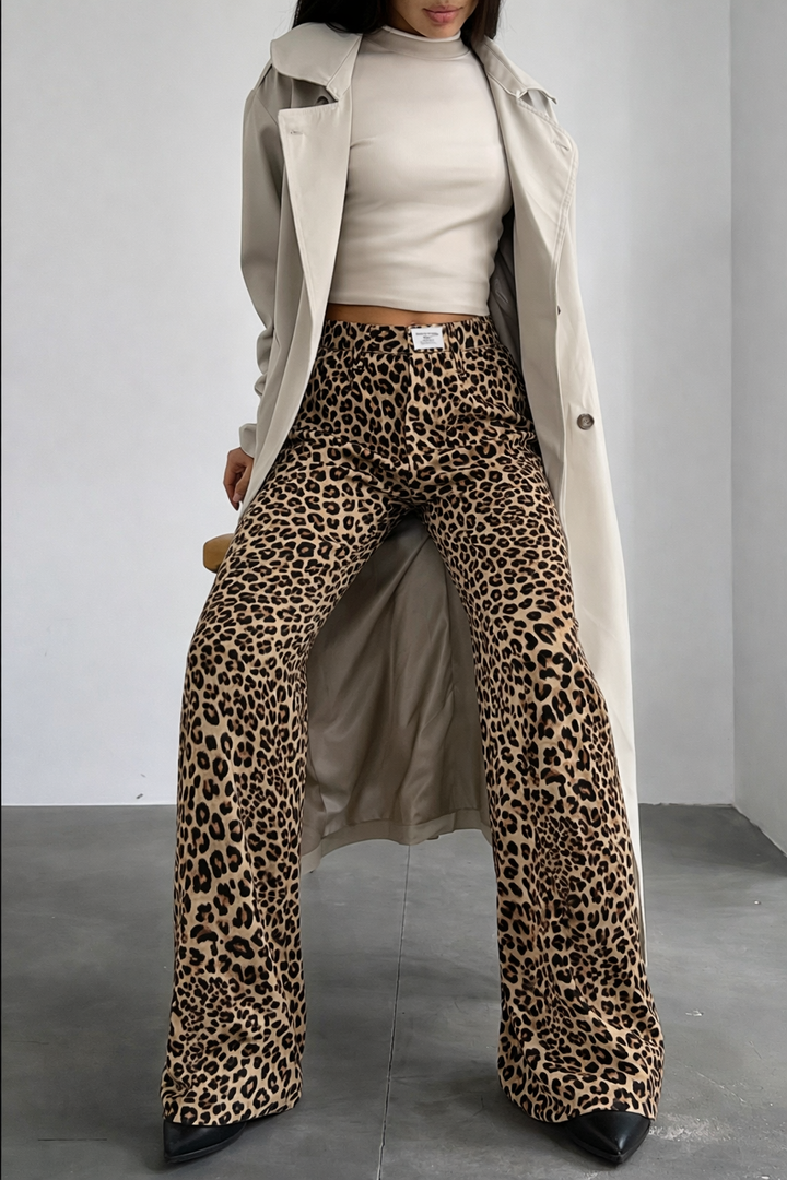 Abby | Dames broek met hoge taille wijde pijpen