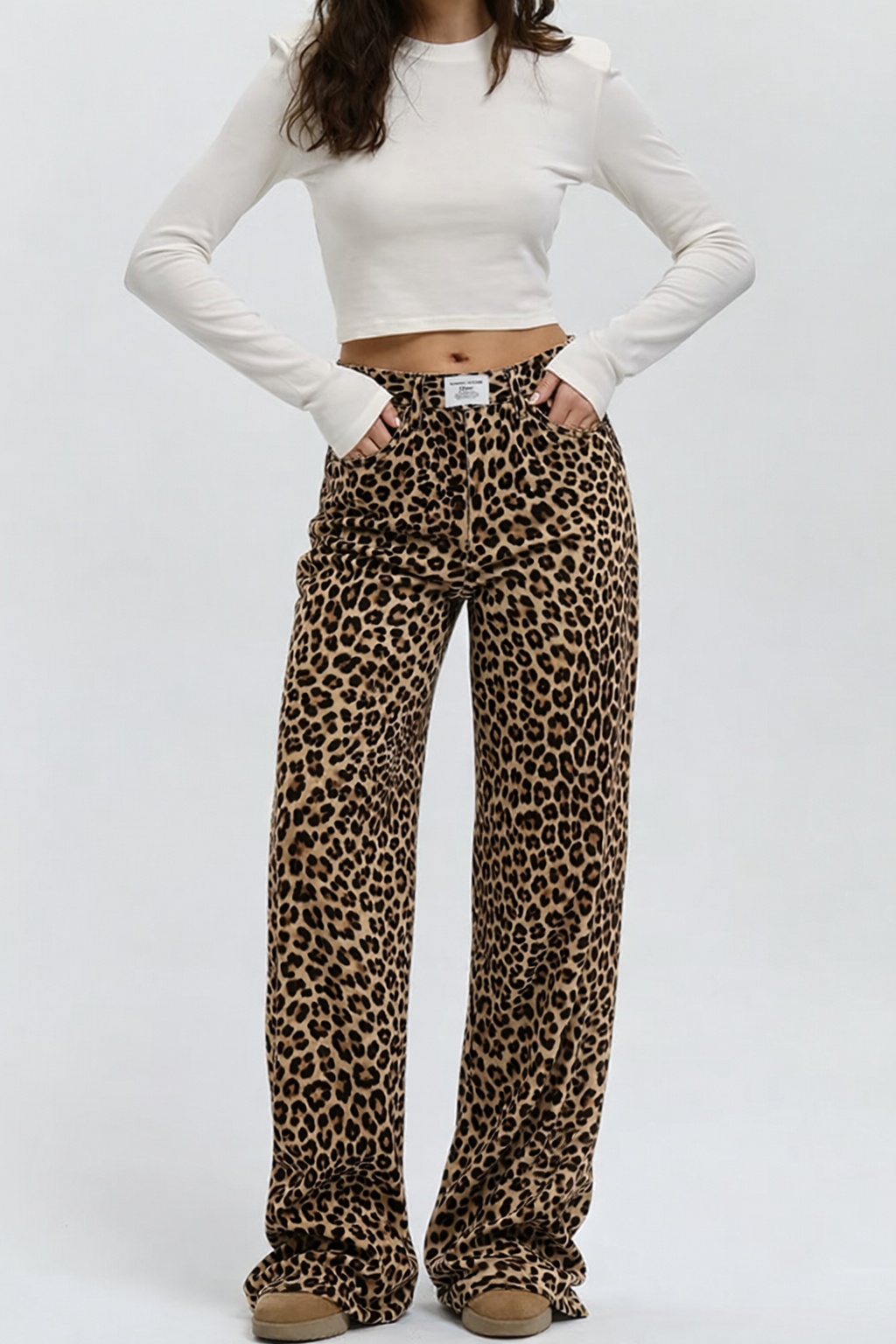 Fallon | Trending Luipaardprint Jeans met Rechte Pijpen