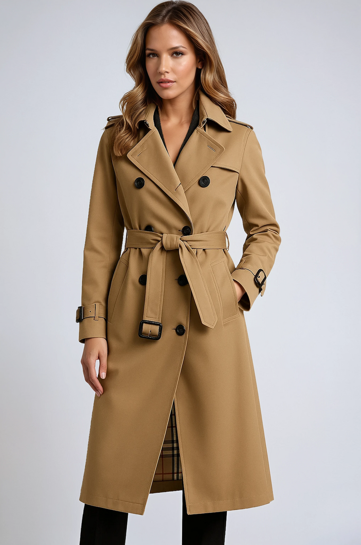 Alaina | Dames trenchcoat met ceintuur en knoopsluiting