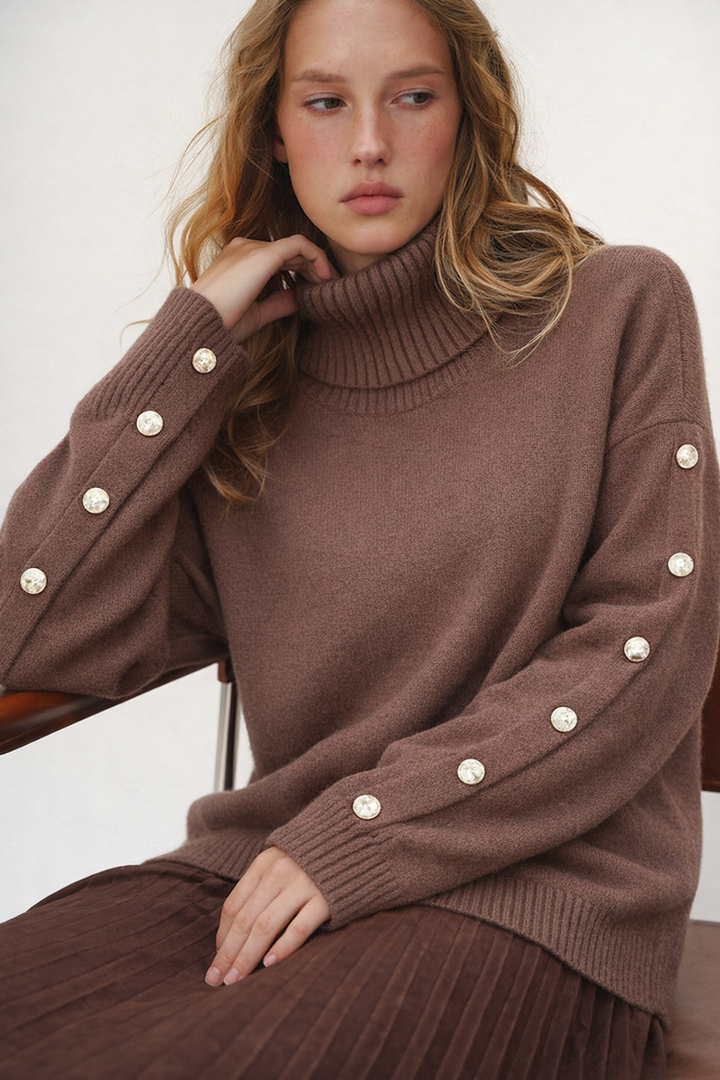 Maryam | Dames Trui met Col Knoopdetails