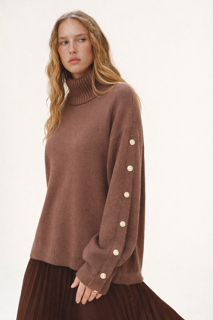 Maryam | Dames Trui met Col Knoopdetails