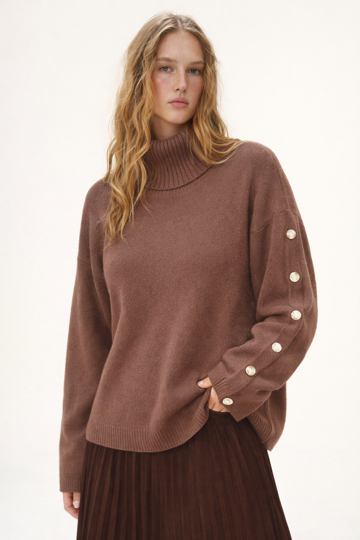 Maryam | Dames Trui met Col Knoopdetails