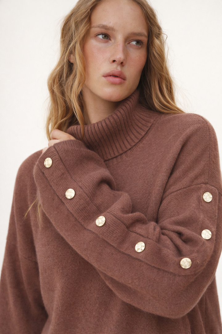 Maryam | Dames Trui met Col Knoopdetails