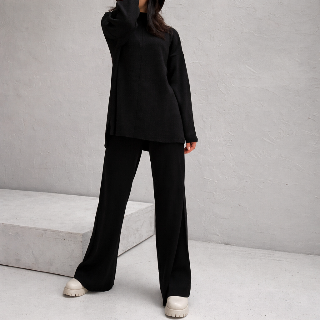 Olga | Dames set met coltrui wijde broek