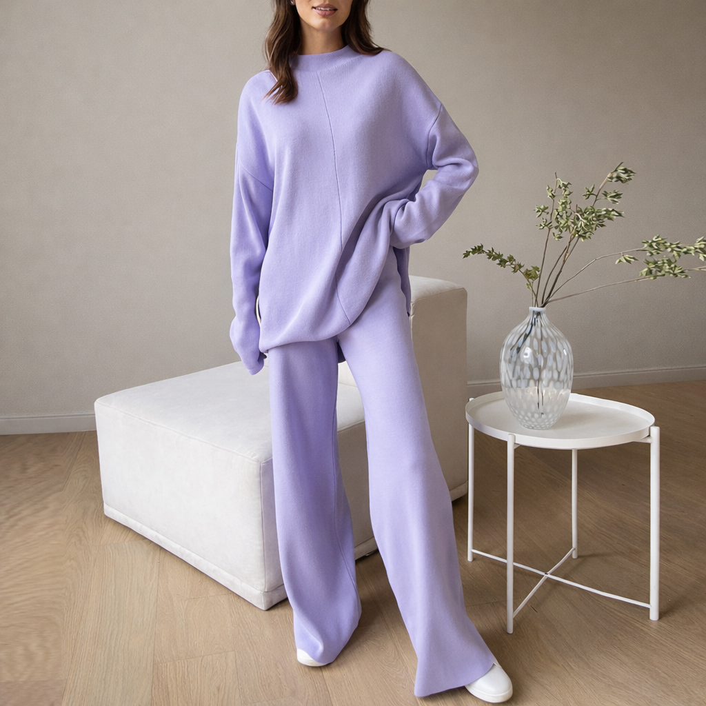 Olga | Dames set met coltrui wijde broek