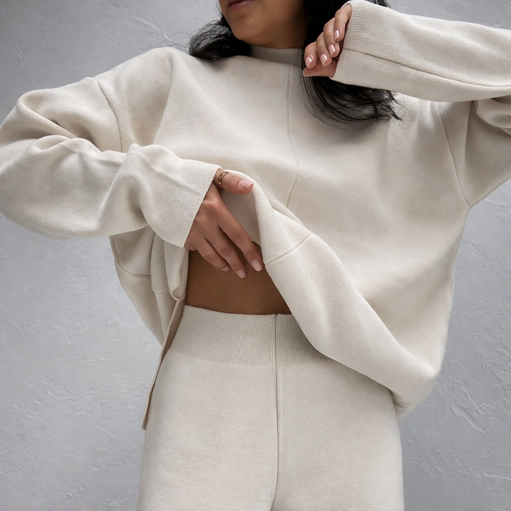 Olga | Dames set met coltrui wijde broek