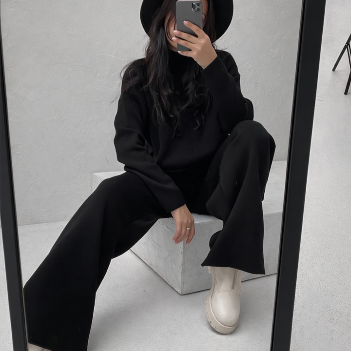 Olga | Dames set met coltrui wijde broek