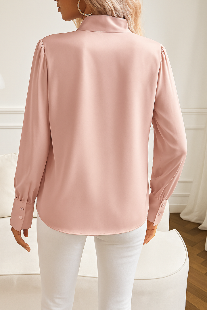 Amina | Dames blouse met strik hals pofmouwen