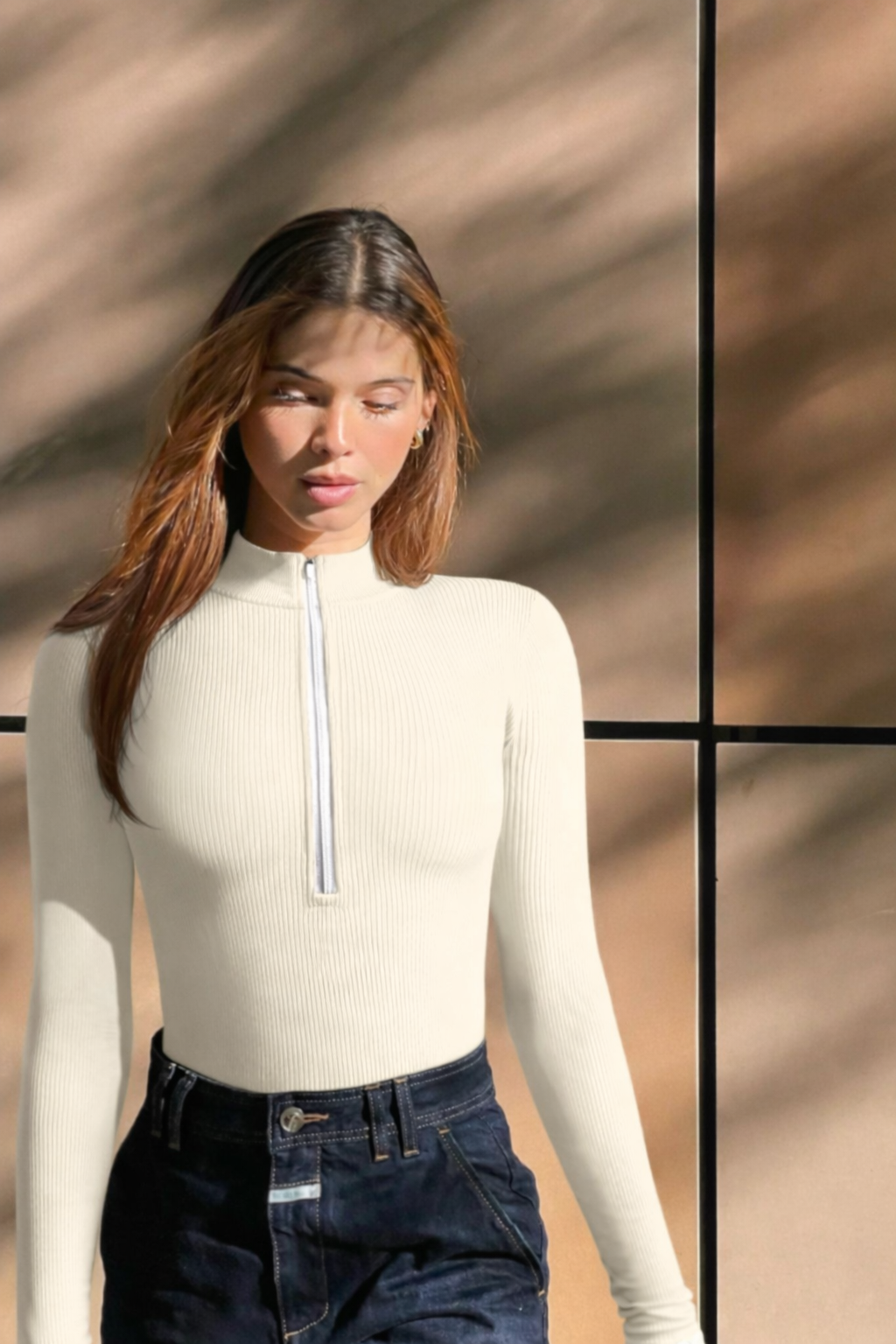 Hattie | Dames body met rits lange mouwen