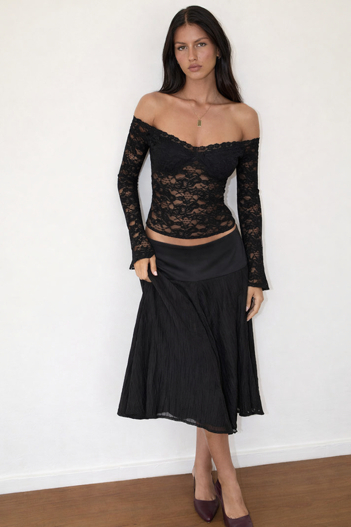 Malia | Dames top off shoulder lange mouwen