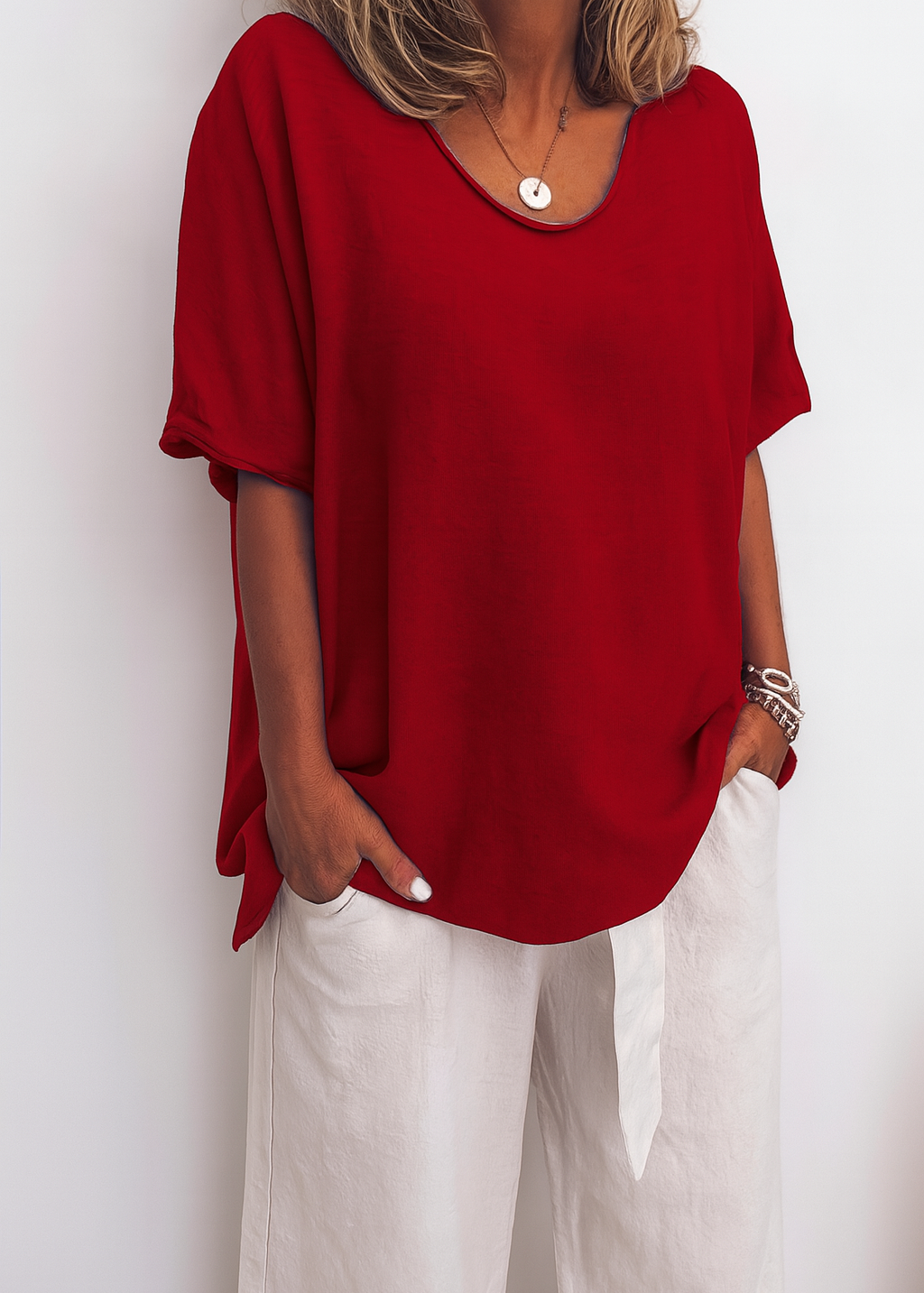 Briget | Luchtige Katoen Stof T-Shirt – Tijdloze Comfort & Elegantie