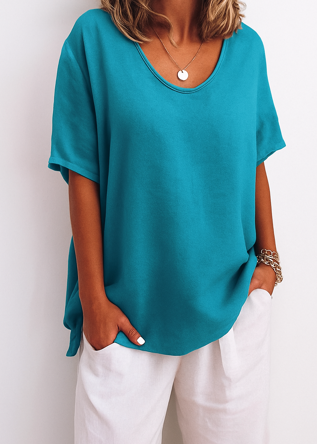 Briget | Luchtige Katoen Stof T-Shirt – Tijdloze Comfort & Elegantie