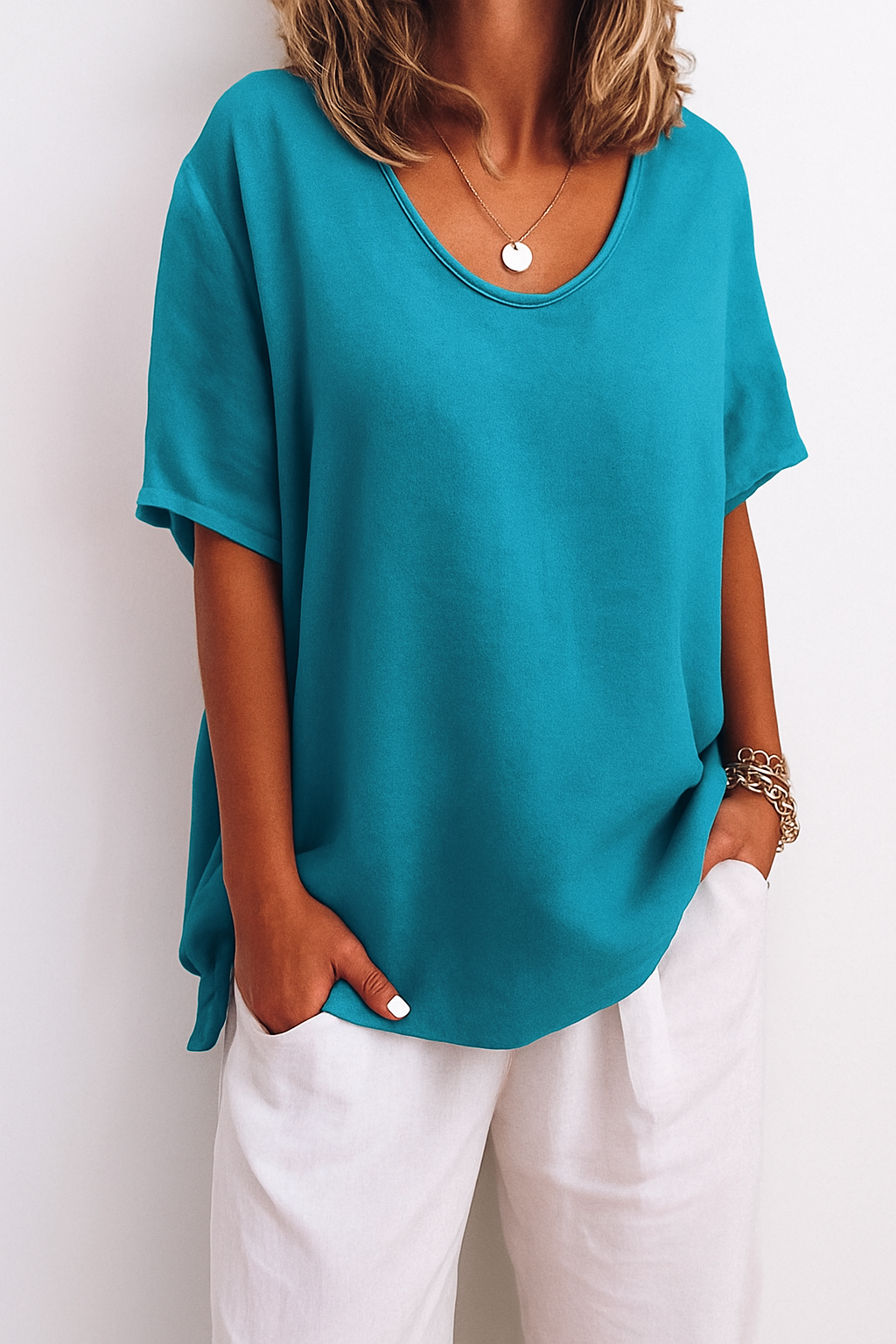 Briget | Luchtige Katoen Stof T-Shirt – Tijdloze Comfort & Elegantie