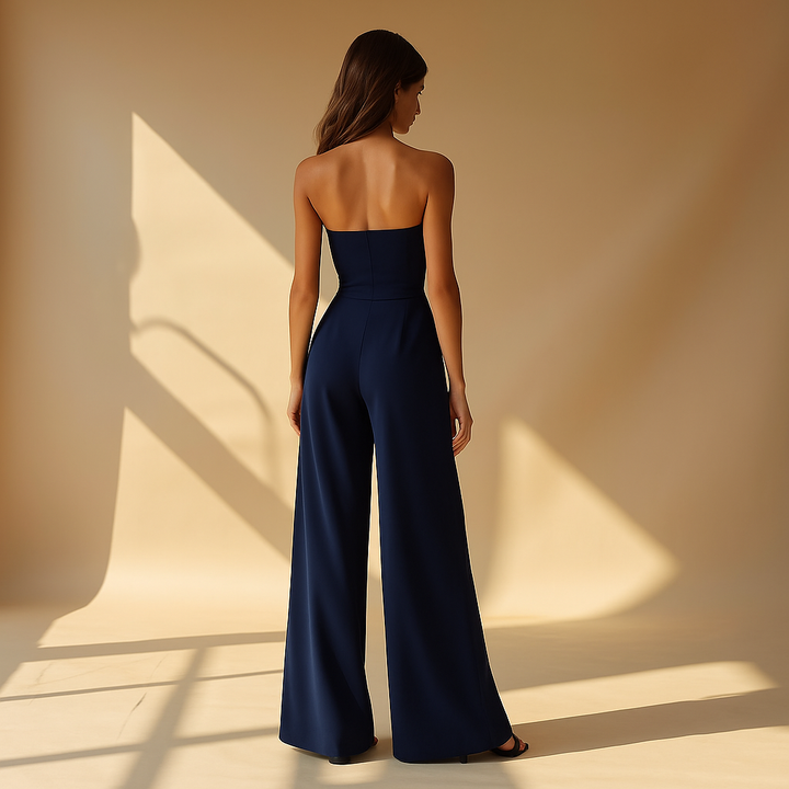 Maddison | Dames jumpsuit met ceintuur en strapless halslijn