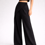 Chlou | Wide Fit Pantalon Dames - Asymmetrische Snit met Strik Detail
