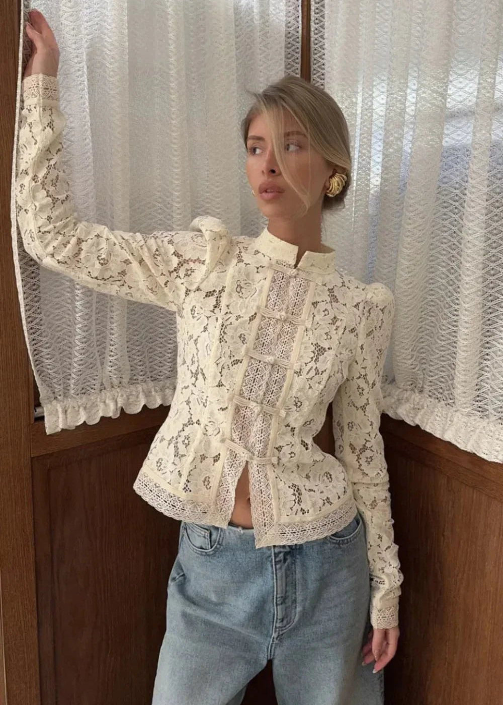 Cleo | Dames Kanten Blouse - Ademend en Elegant