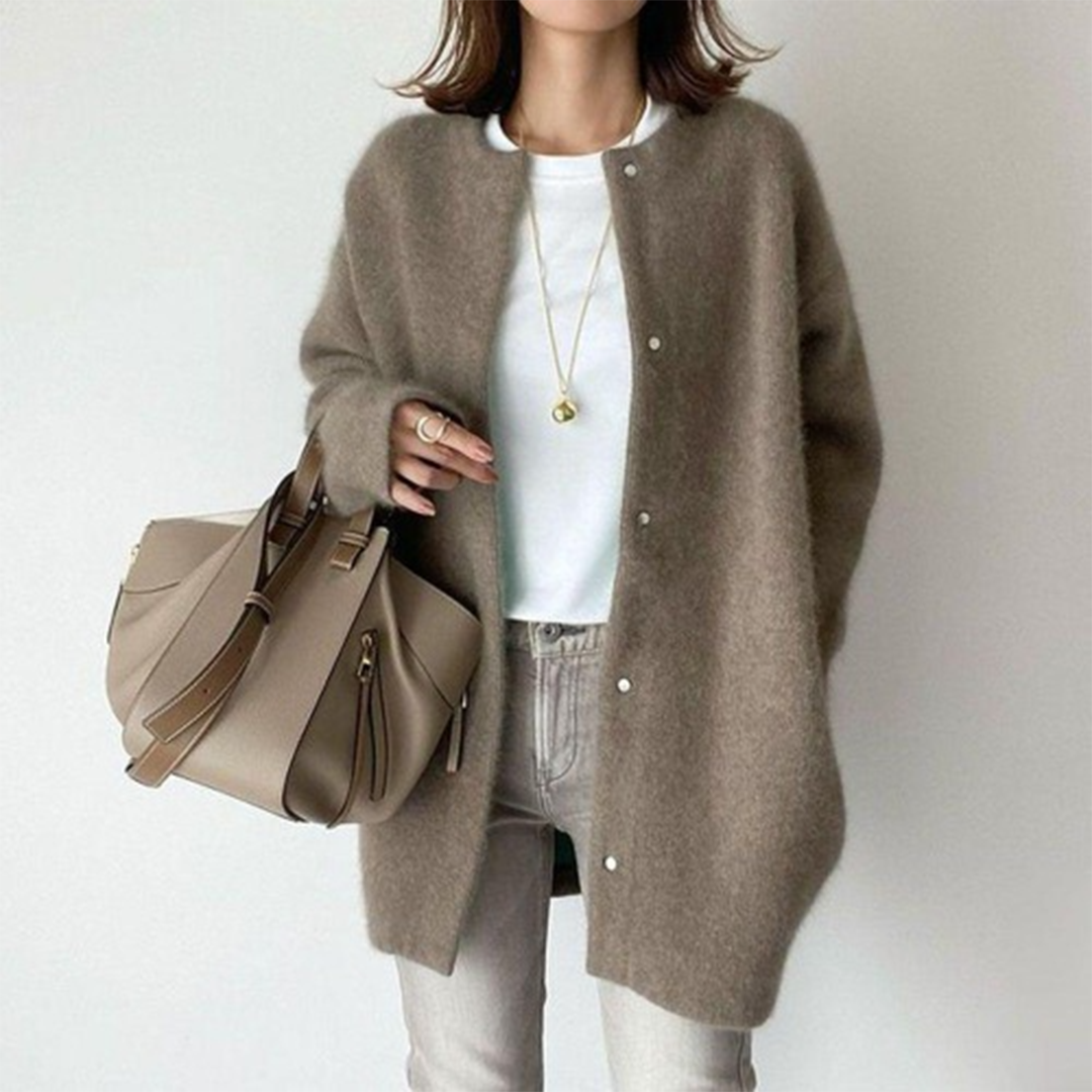 Dames Lange Gebreide Relaxed Fit Cardigan