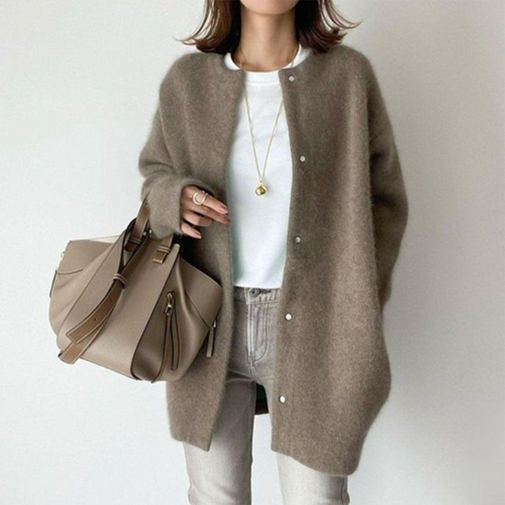 Dames Oversized Knopen Voorzijde Gebreide Cardigan