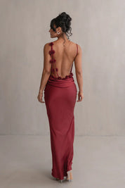Concetta | Elegante Maxi Jurk met Open Rug en Cowl Halslijn