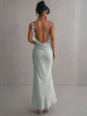 Concetta | Elegante Maxi Jurk met Open Rug en Cowl Halslijn