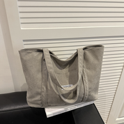 Cora | Grote Tote Tas Dames- Zachte Corduroy Stof, Ruim Ontwerp